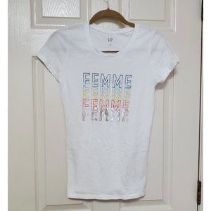 GAP Women's White M SS T-Shirt FEMME 54023